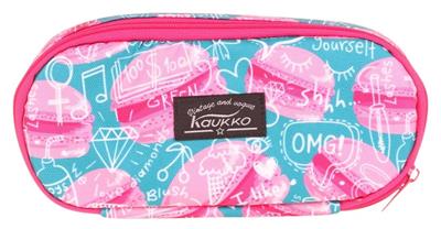 Kaukko Özel Bölmeli Organizer Kalemlik - Pembe Yeşil - Makaron Desenli - Kız Çocuk - K2628