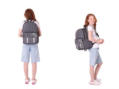 Kaukko Parlak Love Şeritli Gri Okul Çantası ve Cüzdan Tipi Kalemlik Seti (KK-K1842+KK-K2753)