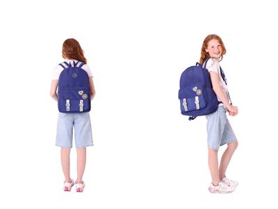 Kaukko Parlak Love Şeritli Lacivert Okul Çantası ve Cüzdan Tipi Kalemlik Seti (KK-K1843+KK-K2754)