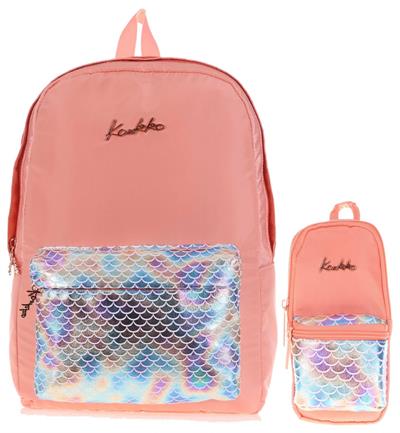 Kaukko Parlak Somon Okul Sırt Çantası ve Kalemlik Seti