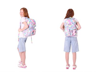 Kaukko Peluş Unicornlu Pembe Kız ÇocukLar İçin Okul Çantası ve Beslenme Çantası Seti (L5243+L7243)