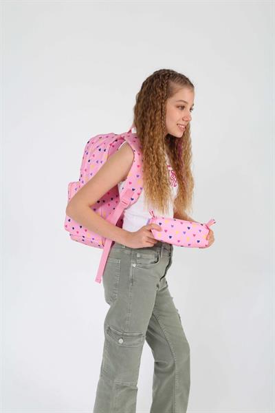 Kaukko Pembe Kalp Hey Gir Okul Sırt Çantası ve Kalemlik Seti - Kız Çocuk