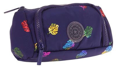 Kaukko Plump İki Bölmeli Lacivert Yaprak Desenli Kız Çocuk Kalem Çantası/Kalemlik - K2689