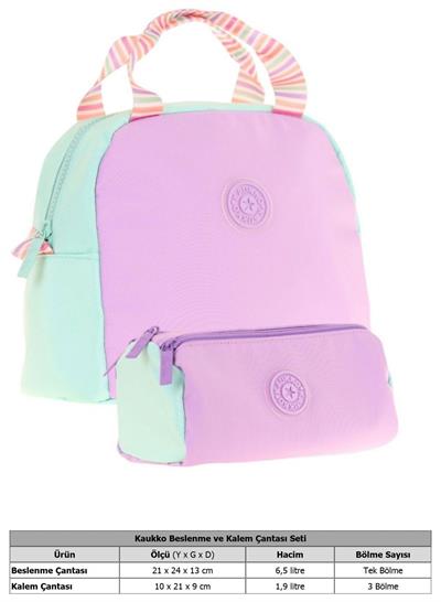 Kaukko Quick Kız Çocuk Beslenme Çantası (K9066) ve Kalemlik (K2702) Seti