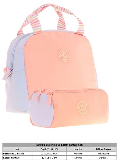 Kaukko Quick Kız Çocuk Beslenme Çantası (K9067) ve Kalemlik (K2703) Seti