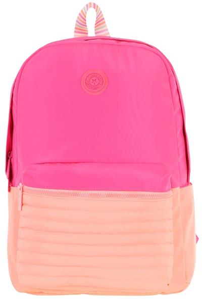 Kaukko Quick Kız Çocuk Üç Bölmeli Pembe Turuncu Kapitone Detaylı Okul Sırt Çantası - K1789