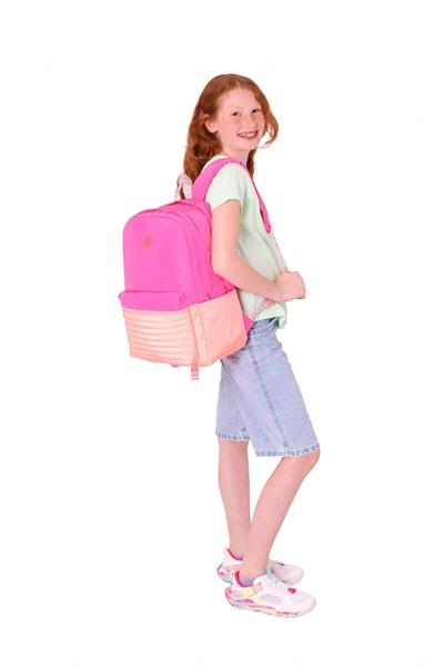 Kaukko Quick Kız Çocuk Üç Bölmeli Pembe Turuncu Kapitone Detaylı Okul Sırt Çantası - K1789
