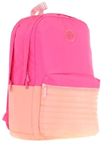 Kaukko Quick Kız Çocuk Üç Bölmeli Pembe Turuncu Kapitone Detaylı Okul Sırt Çantası - K1789