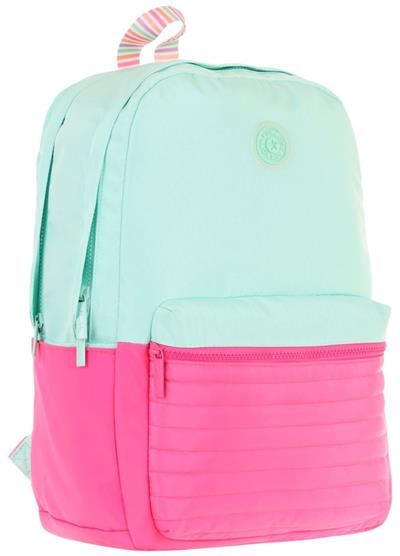 Kaukko Quick Kız Çocuk Üç Bölmeli Yeşil Pembe Kapitone Detaylı Okul Sırt Çantası - K1790