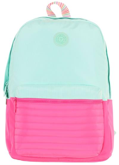 Kaukko Quick Kız Çocuk Üç Bölmeli Yeşil Pembe Kapitone Detaylı Okul Sırt Çantası - K1790