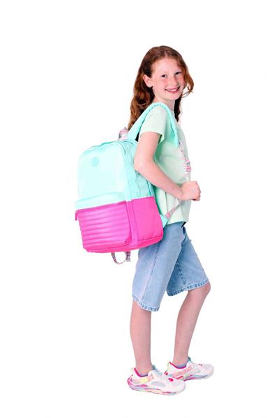 Kaukko Quick Kız Çocuk Üç Bölmeli Yeşil Pembe Kapitone Detaylı Okul Sırt Çantası - K1790