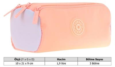 Kaukko Quick Üç Bölmeli Somon Kalem Çantası - Kız Çocuk - K2703
