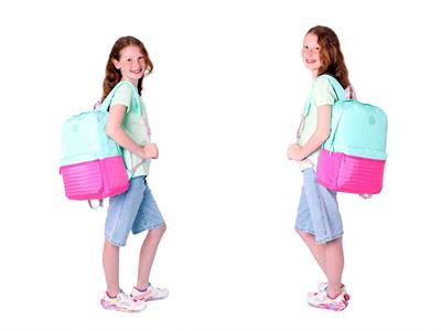 Kaukko Quick Üçlü Kız Çocuk Okul Çanta Seti - Yeşil Pembe - Kapitone Detaylı