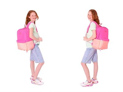 Kaukko Quick Üçlü Kız Çocuk Okul Çanta Seti - Pembe Turuncu - Kapitone Detaylı