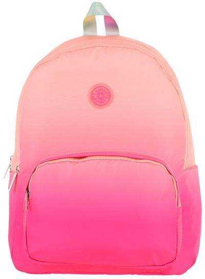Kaukko Rainbow Kız Çocuk Üç Bölmeli İlkokul ve Ortaokul Çantası - Somon Pembe Renk Geçişli - K1800