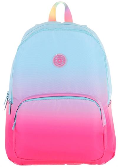 Kaukko Rainbow Kız Çocuk Üç Bölmeli İlkokul ve Ortaokul Çantası - Mavi Pembe Renk Geçişli - K1797