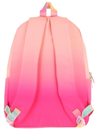 Kaukko Rainbow Kız Çocuk Üç Bölmeli İlkokul ve Ortaokul Çantası - Somon Pembe Renk Geçişli - K1800