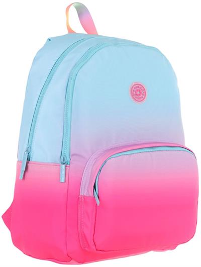 Kaukko Rainbow Kız Çocuk Üç Bölmeli İlkokul ve Ortaokul Çantası - Mavi Pembe Renk Geçişli - K1797