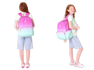 Kaukko Renk Geçişli Pembe Yeşil Kız Çocuk Okul Çantası ve Kalemlik Seti (KK - K1798+KK - K2709)