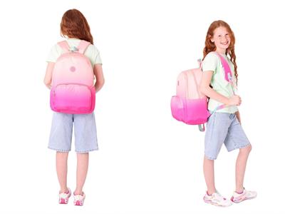 Kaukko Renk Geçişli Somon Pembe Kız Çocuk Okul Çantası ve Kalemlik Seti (KK - K1800+KK - K2711)