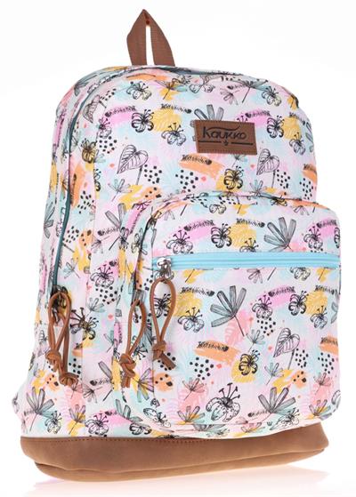 Kaukko Safari Okul ve Günlük Sırt Çantası - Black Flowers - Kız - Ortaokul ve Lise