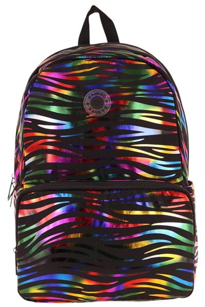 Kaukko Shine Üç Bölmeli Siyah Çok Renkli Zebra Desenli Sırt Çantası - K1780