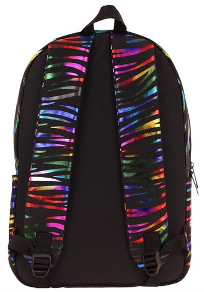 Kaukko Shine Üç Bölmeli Siyah Çok Renkli Zebra Desenli Sırt Çantası - K1780