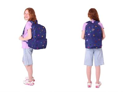 Kaukko Shine Yaprak Desenli Lacivert Kız Çocuk Okul Sırt Çantası ve Beslenme Çantası Seti