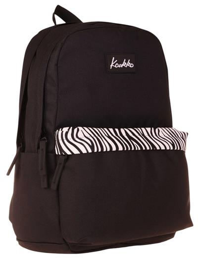 Kaukko Siyah Beyaz Zebra Desenli Üç Gözlü Okul ve Günlük Sırt Çantası - K1626