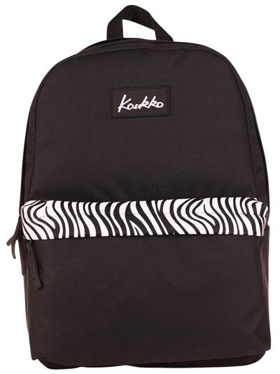 Kaukko Siyah Beyaz Zebra Desenli Üç Gözlü Okul ve Günlük Sırt Çantası - K1626