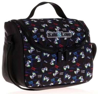 Kaukko Siyah Oyun Konsolu Isı Yalıtımlı Beslenme Çantası ve Kalemlik Seti - Erkek Çocuk