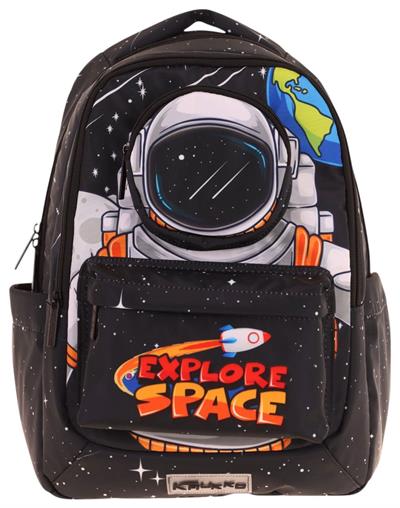 Kaukko Toys Erkek Çocuk 3D Astronot Şekilli İlkokul ve Günlük Sırt Çantası - Siyah - L5253