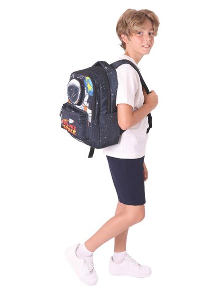 Kaukko Toys Erkek Çocuk 3D Astronot Şekilli İlkokul ve Günlük Sırt Çantası - Siyah - L5253