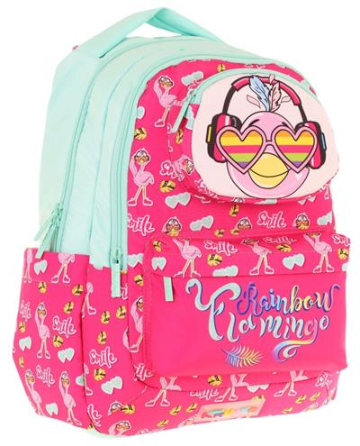 Kaukko Toys Kız Çocuk 3D Flamingo Şekilli İlkokul ve Günlük Sırt Çantası - Kırmızı Yeşil - L5235