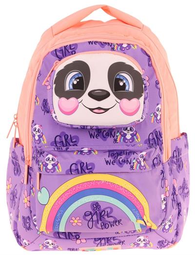 Kaukko Toys Kız Çocuk 3D Panda Şekilli İlkokul ve Günlük Sırt Çantası - Mor Somon - L5233