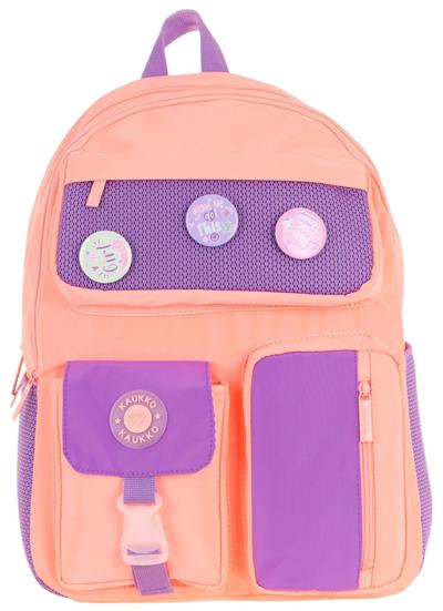 Kaukko Travel Beş Bölmeli Rozetli Kız Çocuk Okul ve Günlük Sırt Çantası - Somon Mor - K1825