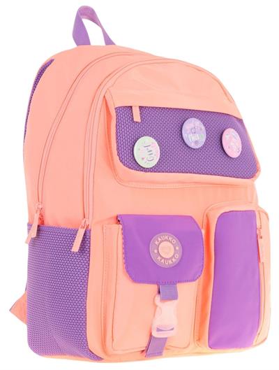 Kaukko Travel Beş Bölmeli Rozetli Kız Çocuk Okul ve Günlük Sırt Çantası - Somon Mor - K1825