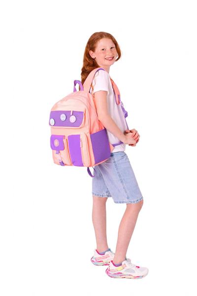 Kaukko Travel Beş Bölmeli Rozetli Kız Çocuk Okul ve Günlük Sırt Çantası - Somon Mor - K1825