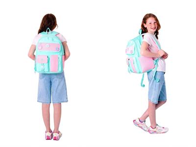 Kaukko Travel Kız Çocuk Rozetli Okul Çantası ve Kalemlik Seti - Turkuaz Pembe - Beş Bölmeli