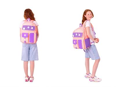 Kaukko Travel Kız Çocuk Rozetli Okul Çantası ve Kalemlik Seti - Somon Mor - Beş Bölmeli