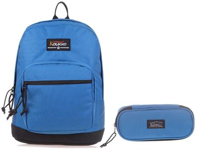 Kaukko Üç Bölmeli Okul Günlük Sırt Çantası ve Kalemlik Seti - Erkek