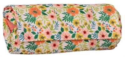 Kaukko Üç Bölmeli Rulo Tip Kalem Çantası Yeşil Çiçek Baskılı - K2671