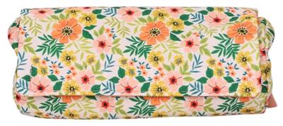 Kaukko Üç Bölmeli Rulo Tip Kalem Çantası Yeşil Çiçek Baskılı - K2671