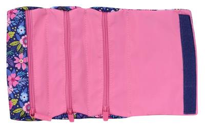 Kaukko Üç Bölmeli Rulo Tip Kalem Çantası Çok Renkli Çiçek Baskılı - K2669