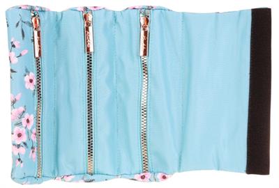 Kaukko Üç Bölmeli Rulo Tip Kalem Çantası Mavi Çiçek Baskılı - K2670
