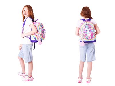 Kaukko Unicorn Baskılı Kız Çocuk Okul Çantası ve Thermo Beslenme Çantası Seti - Pembe Mor (L5249+L7249)