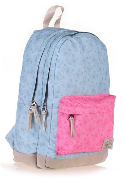 Kaukko Wichlight Butterfly Kız Çocuk Okul ve Günlük Sırt Çantası - Mavi Pembe