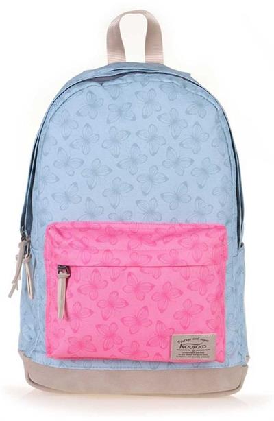 Kaukko Wichlight Butterfly Kız Çocuk Okul ve Günlük Sırt Çantası - Mavi Pembe