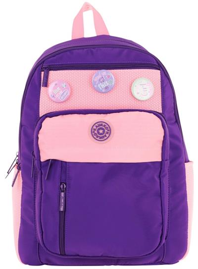 Kauko Holiday Kız Çocuk Altı Bölmeli Rozetli Okul Sırt Çantası - Mor Pembe - K1829