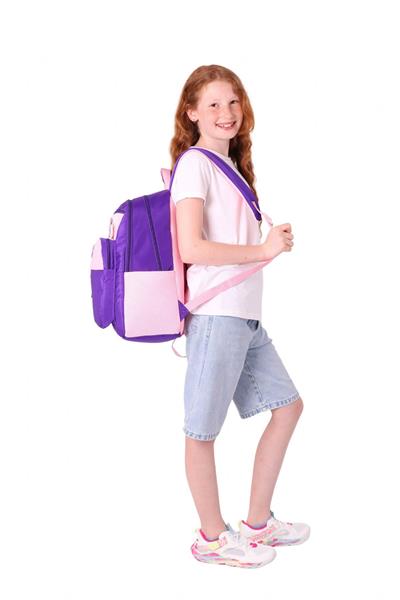 Kauko Holiday Kız Çocuk Altı Bölmeli Rozetli Okul Sırt Çantası - Mor Pembe - K1829